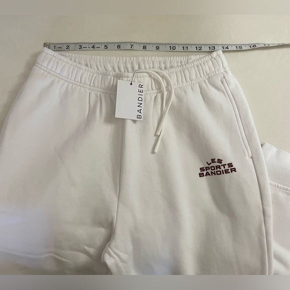Bandier NWT Les Sports joggers in White Front Pockets Mid Rise Relaxed Fit S - Picture 12 of 13